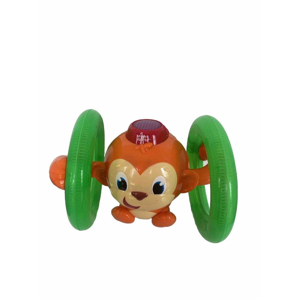 Bright Starts Roll & Glow Monkey Baby Toddler Toy w/ Lights & Melodies Green